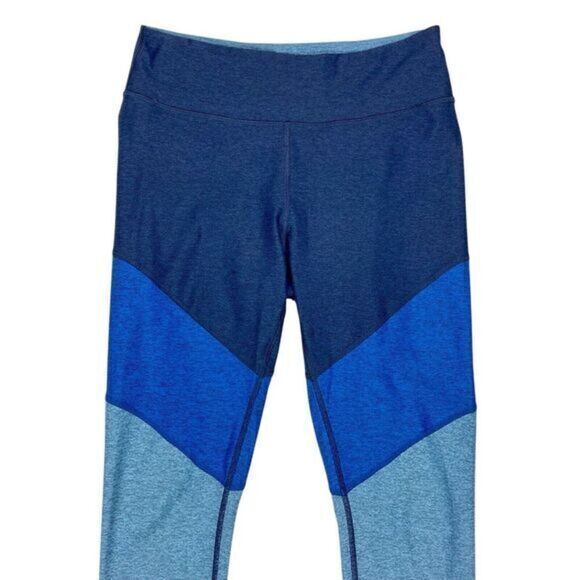 Outdoor Voices 7/8 Leggings Women M Blue Color Block Stretchy Yoga Sporty Pullon - Picture 2 of 12